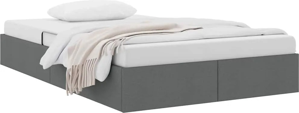 vidaXL Pat cu storage cu headboard Gri închis 120 x 200 cm țesătură