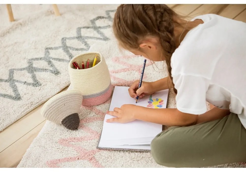 Covor roz/crem lavabil/țesut manual din bumbac 120x160 cm Atlas Natural – Lorena Canals