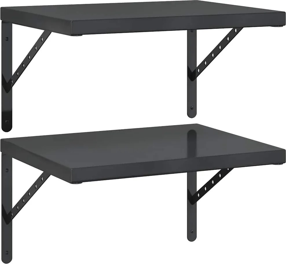 vidaXL Rafturi de perete, 2 buc., 50x40 cm, negru oțel inoxidabil