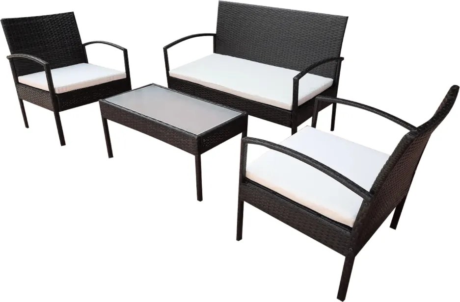 SET MOBILIER GRADINA /TERASA LUCY,MASA,CANAPEA,2 FOTOLII,3 PERNE BEJ,WENGE INCHIS