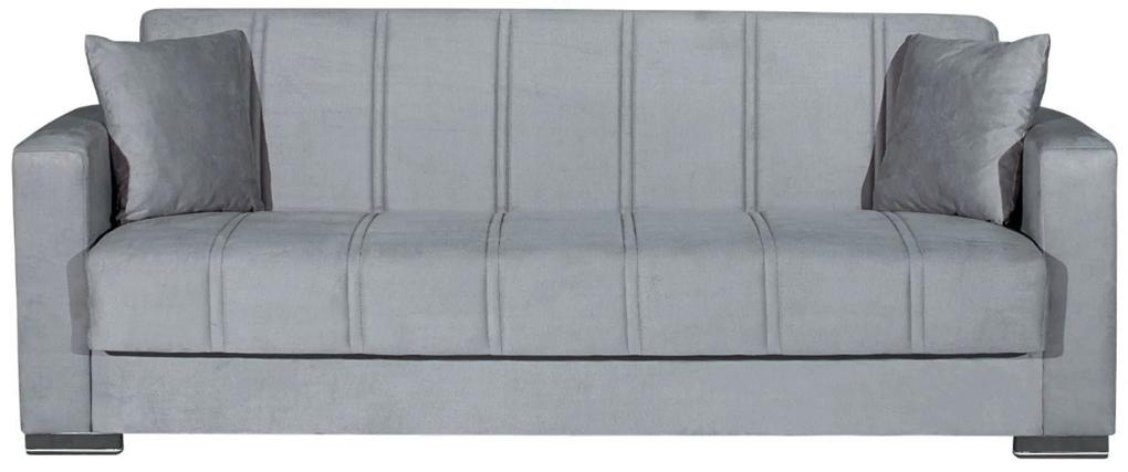 Canapea Extensibila 3 locuri THALES, cu lada de depozitare, 212 x 82 x 80 cm, Gri