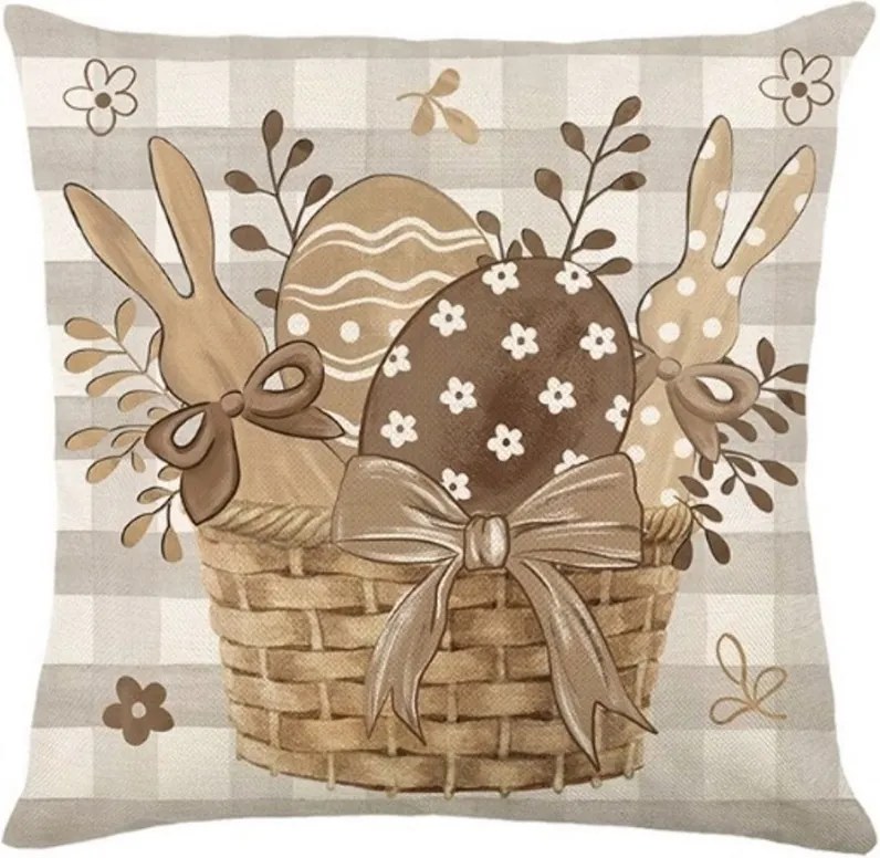 Fața de perna din in EASTER BASKET 45x45 cm, bej