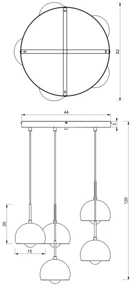 Lustră pe cablu COOL 5xE27/60W/230V neagră