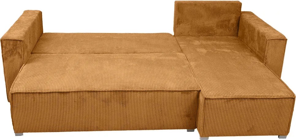 Canapea colt extensibila SMART COSARO mustar, cu colt bilateral + 2 perne CADOU