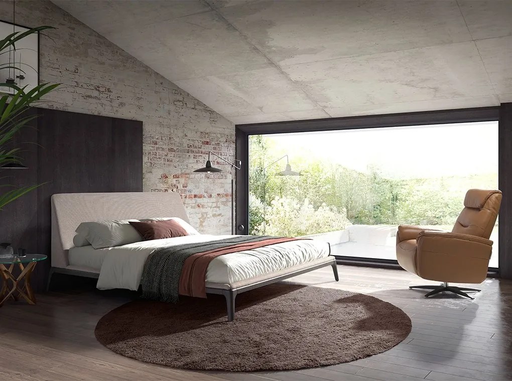 Fotoliu design LUX cu functia relax Cowhide brown leather