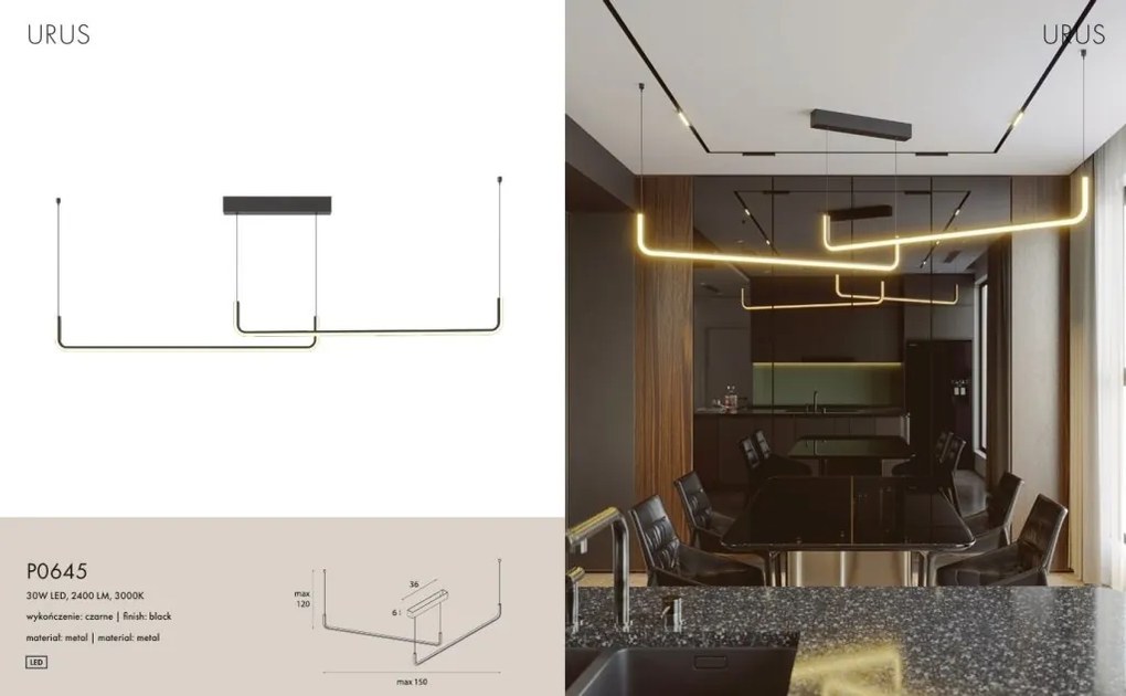 Lustra suspendata liniara LED Urus