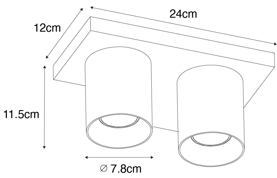 Plafonieră modernă cu spoturi albe cu 2 lumini - Tubo