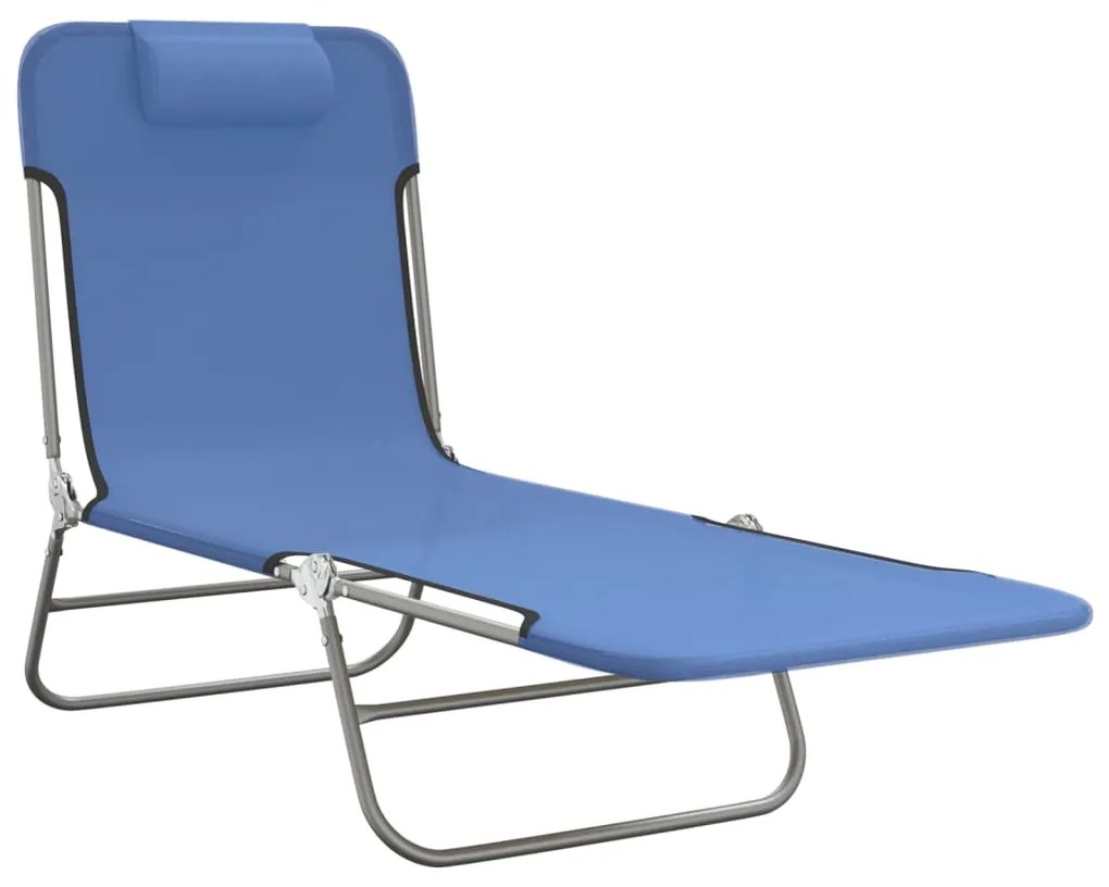 Sezlonguri pliante, 2 buc., albastru, textilena si otel