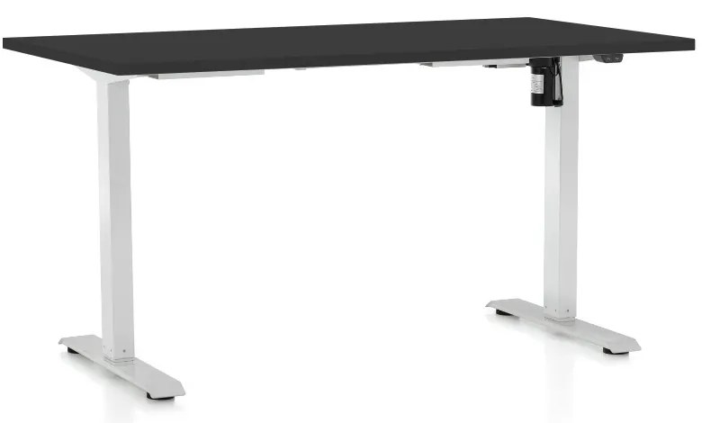 Masa inaltime reglabila OfficeTech A, 140 x 80 cm, bază albă, negru