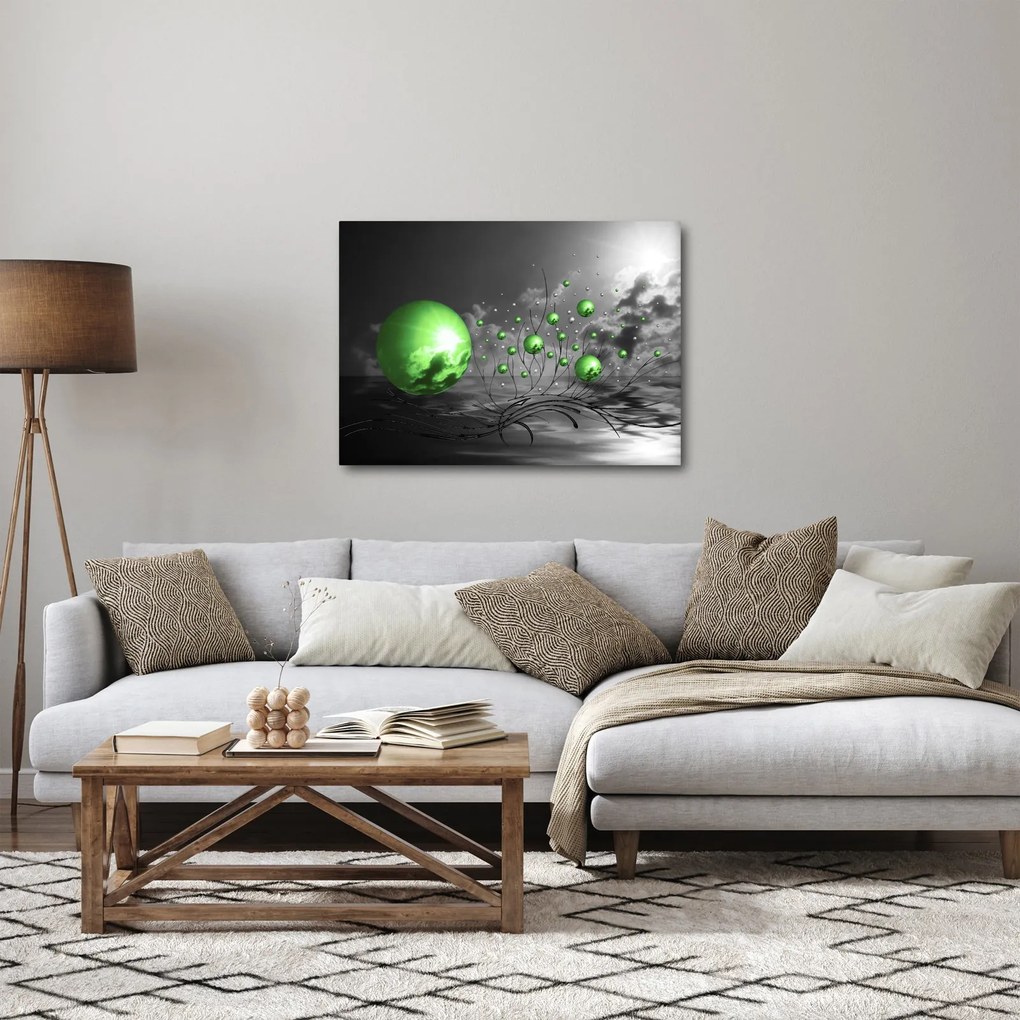 Tabloul bilelor verzi abstracte (70x50 cm)