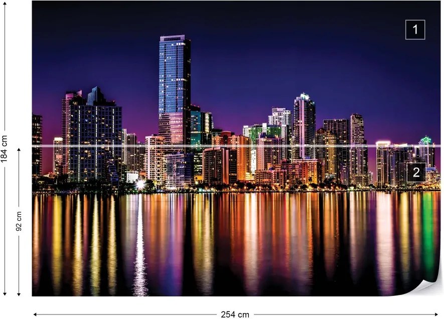 Fototapet GLIX - City Skyline At Night  + adeziv GRATUIT Tapet nețesute - 254x184 cm