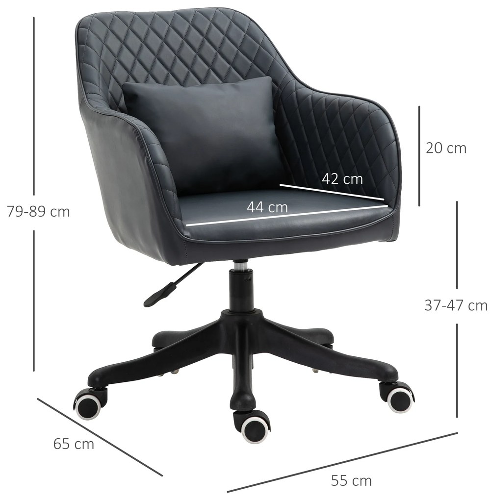 Vinsetto Scaun de Birou cu 2 Puncte de Vibrații, Pernă, Brațe și Înălțime Reglabilă, 57x70x78-86 cm, Negru | Aosom Romania