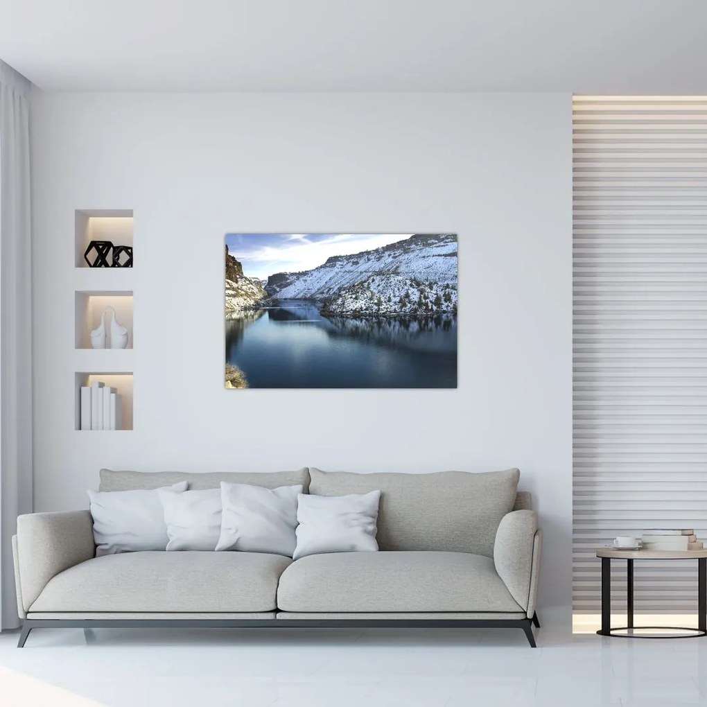 Tablou - peisaj de iarnă cu lac (90x60 cm)