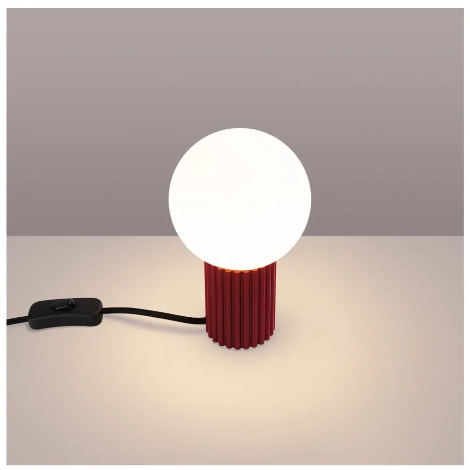 Veioză burgundy cu abajur din sticlă (înălțime 19 cm) Orbital – Sollux