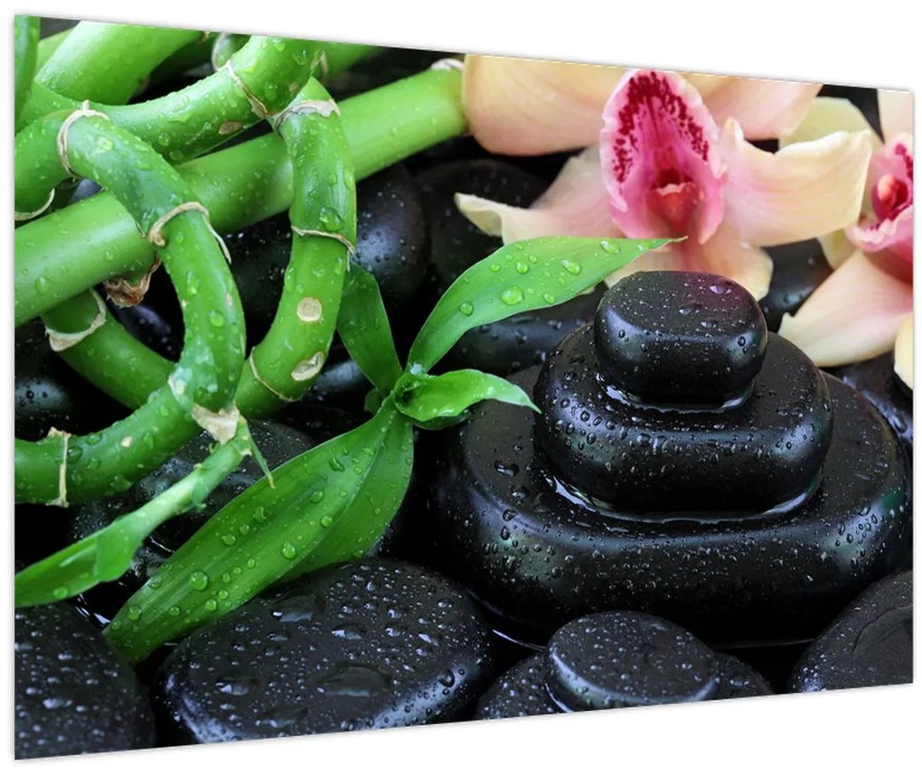 Tablou - Pietre și orhidee (90x60 cm)