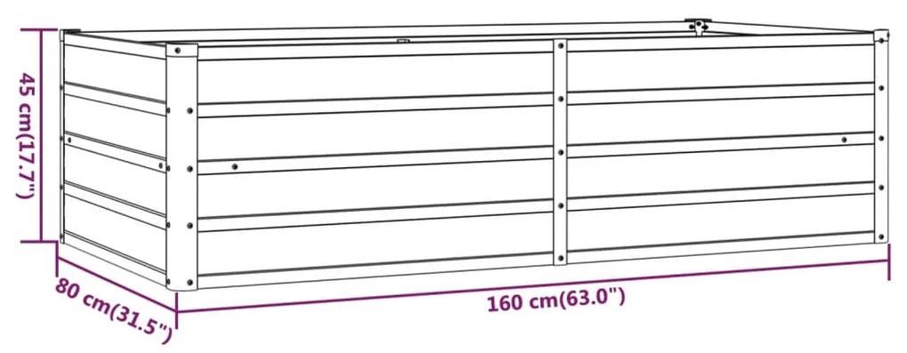 Jardiniera de gradina, gri, 160x80x45 cm, otel corten