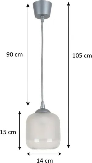 Brilagi - Lustră LED suspendată pe cablu RETRO GLASS 1xE27/60W/230V diam. 14 cm argintiu/alb