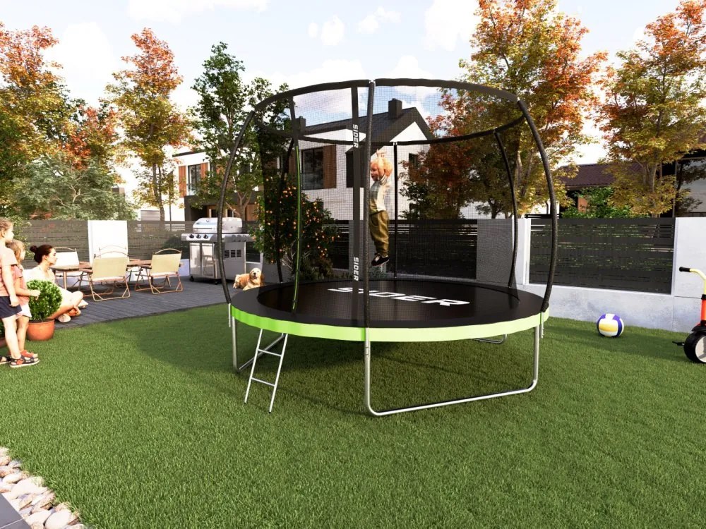 Trambulină de grădină pentru copii SIDER 10FT  - Ø 312 CM cu plasă în interior și scară