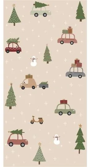 IB Laursen Servetele de servire CARS AND CHRISTMAS TREES 40x40 cm, 16 buc.