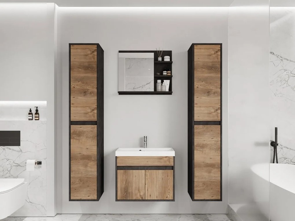 Mobilier baie Garmana XL (matera + breslau castan) (cu baterie Economico BYU 020M și sifon). 1103928