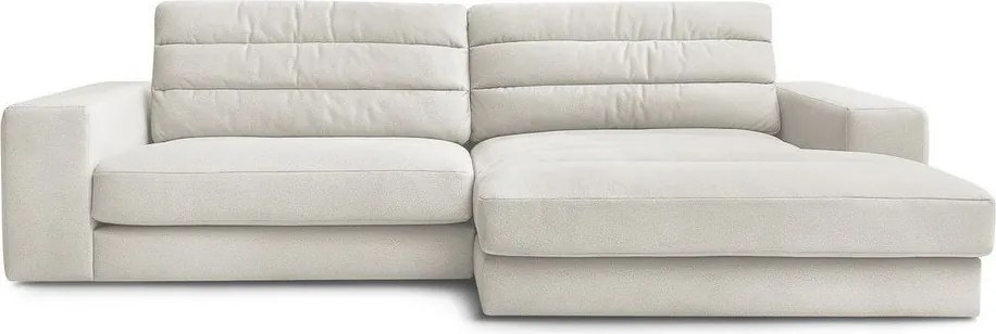 Colțar bej cu tapițerie din catifea (cu colț pe partea dreaptă/cu șezlong) Sierra – Bobochic Paris