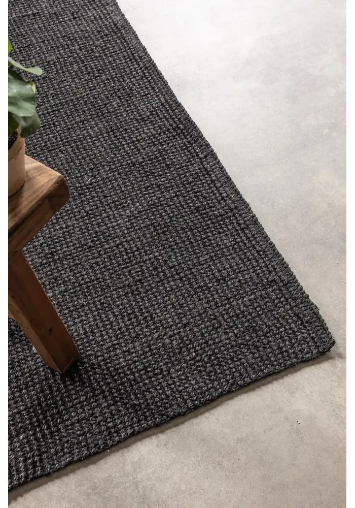 Covor negru din iută 80x150 cm Bouclé – Hanse Home