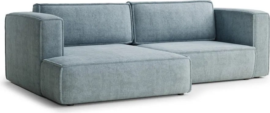 Colțar albastru deschis extensibil/cu spațiu de depozitare cu tapițerie din chenille (cu colț pe partea stângă/cu șezlong) Velto – Maison de Rêve