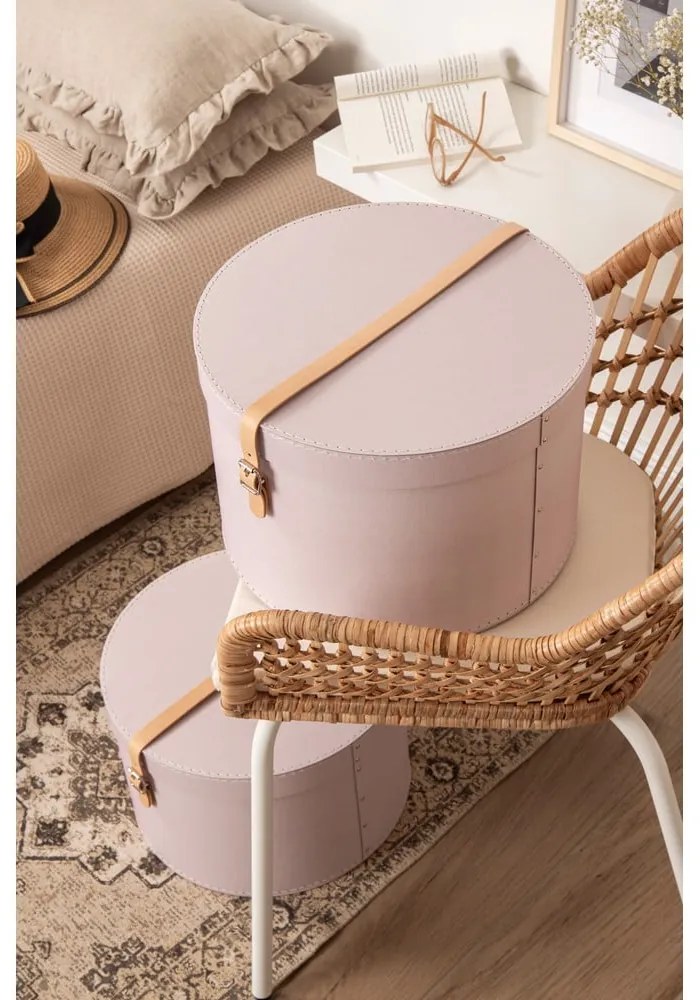 Cutii de depozitare roz-deschis 2 buc. din carton cu capac, decorative ø 37,5x25 cm Rut Restore Paper Laminate – Bigso