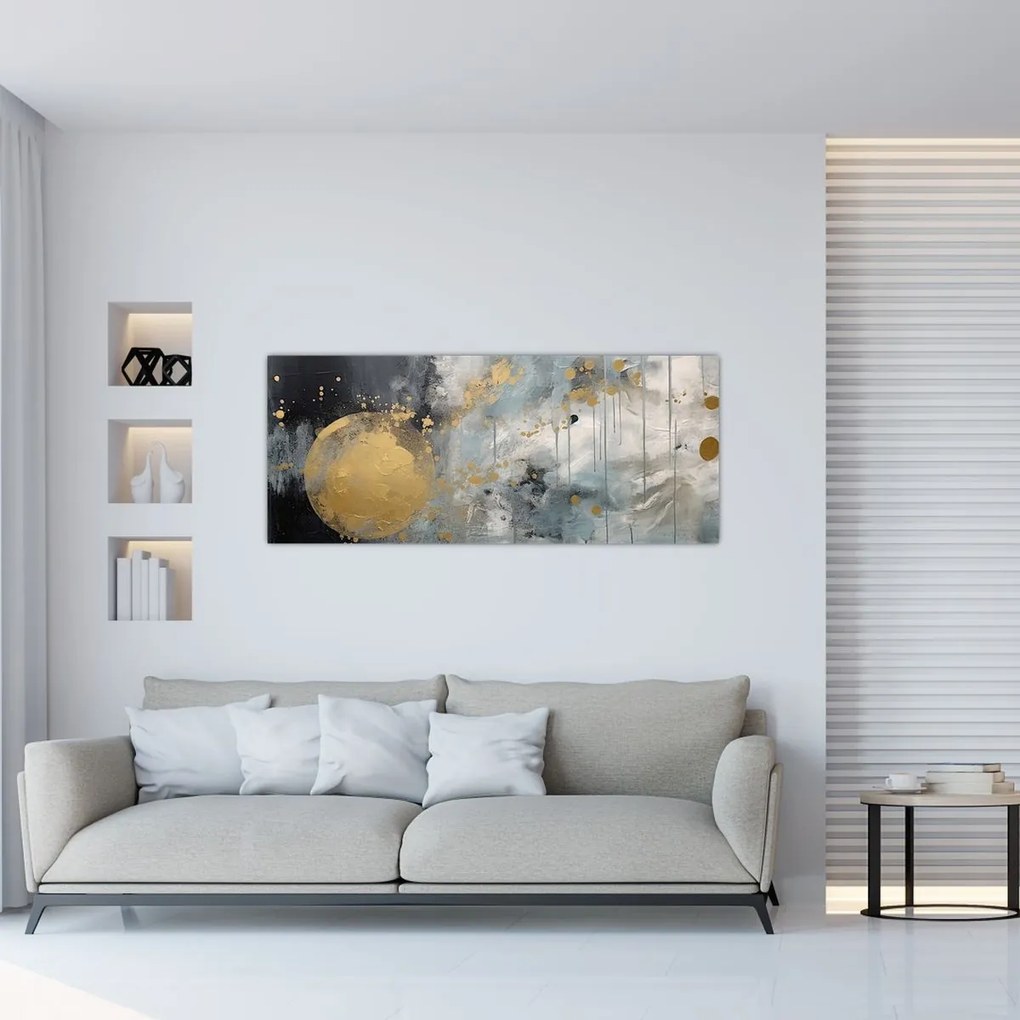 Tablou - Abstracție cu minge de aur (120x50 cm)