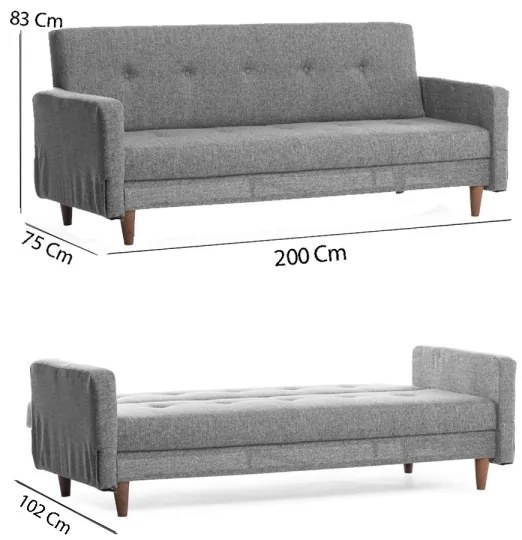 Canapea NARA, 2 locuri, gri deschis