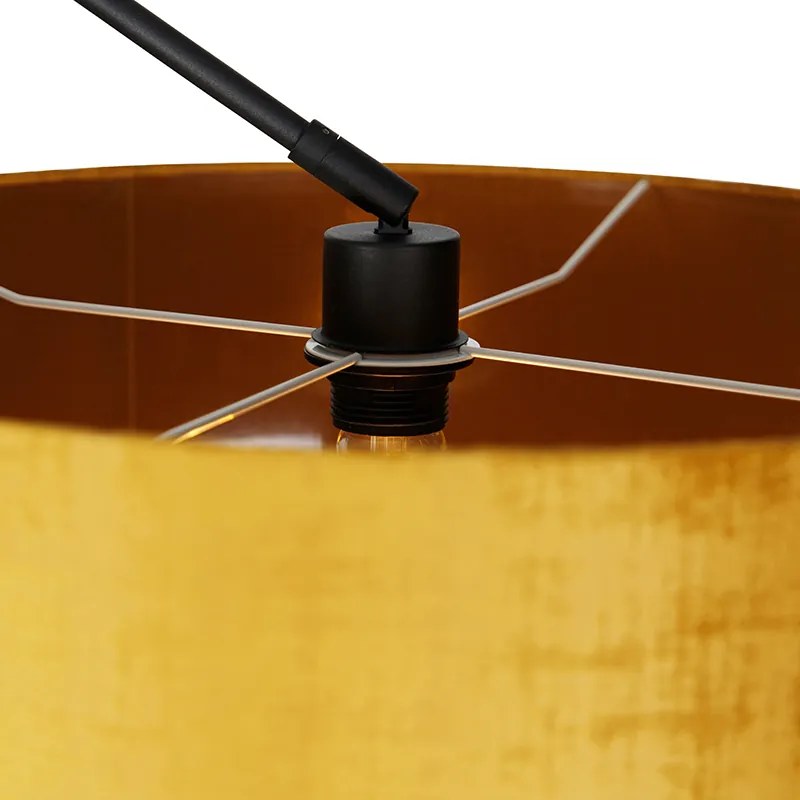 Lampă de podea modernă neagră cu abajur auriu 50 cm - Editor