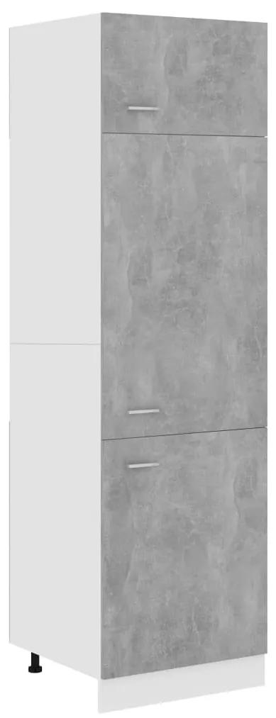 802542 vidaXL Dulap frigider, gri beton, 60 x 57 x 207 cm, lemn prelucrat