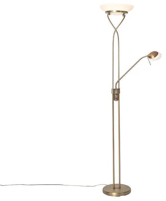 Lampă de podea bronz incluzând LED și dimmer cu lampă de citit - Empoli
