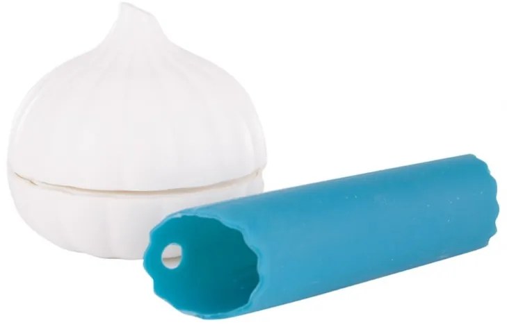 Set tocator manual si curatator usturoi, albastru