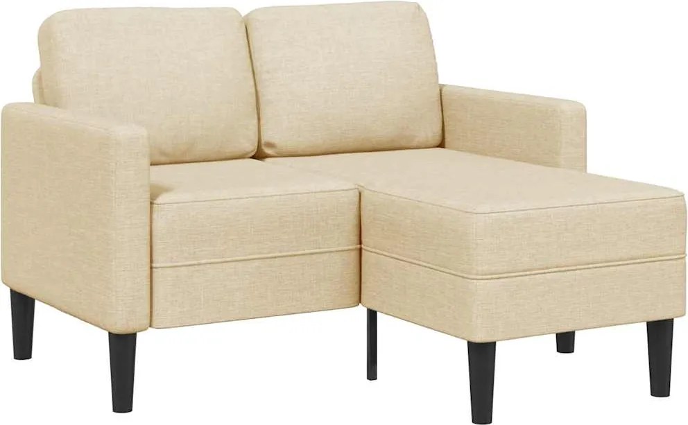 vidaXL Canapea cu 2 locuri cu șezlong în formă L, țesătură crem 125 cm