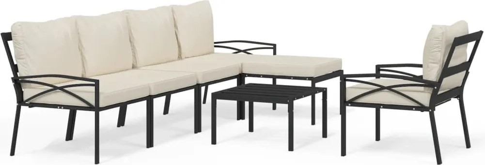 vidaXL Set mobilier de grădină cu perne nisipii, 7 piese, oțel