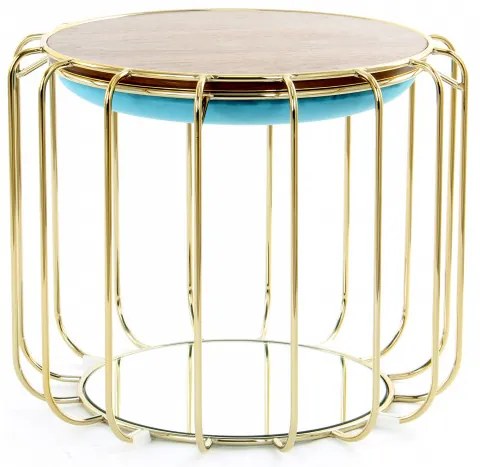 Taburet tapitat/masuta de cafea rotund/a Comfortable 50x50x45 cm turcoaz