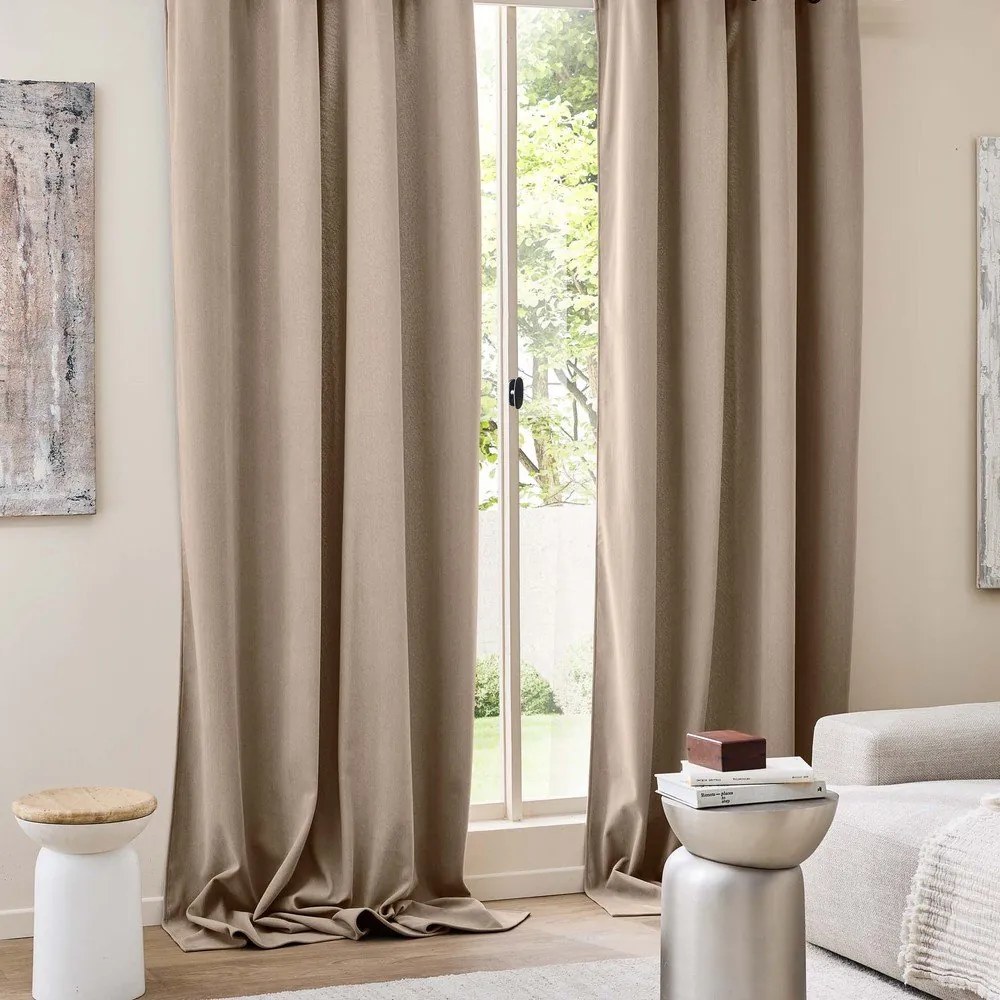 Draperie maro termoizolantă din catifea reiată 140x260 cm Madison – douceur d'intérieur