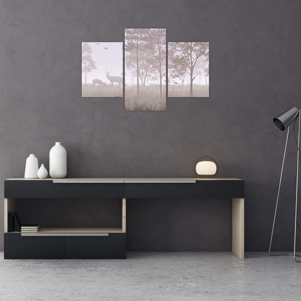 Tablou - Pădure,monocrom (90x60 cm)