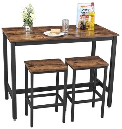Set masă de bar cu 2 scaune BARTIS, maro/negru