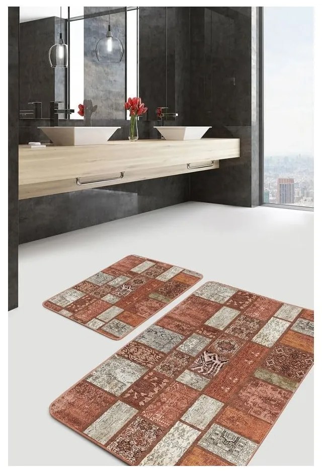 Covorașe de baie maro 2 buc. din catifea 60x100 cm – Mila Home
