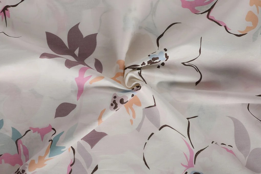 Lenjerie de pat pentru o persoana (FR), L'essentiel Maison, Ela, Alb / Roz / Mov / Turcoaz / Portocaliu