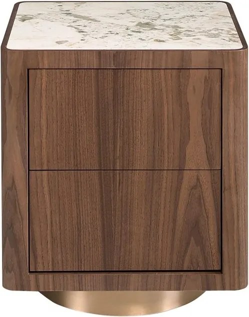 Noptiera din furnir de nuc cu blat marmura portelanata Walnut