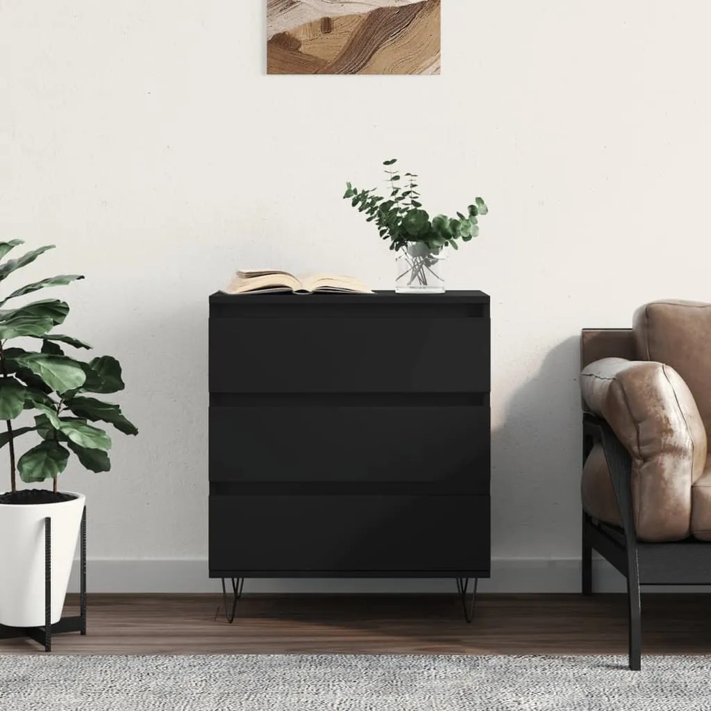 vidaXL Servantă, negru, 60x35x70 cm, lemn prelucrat