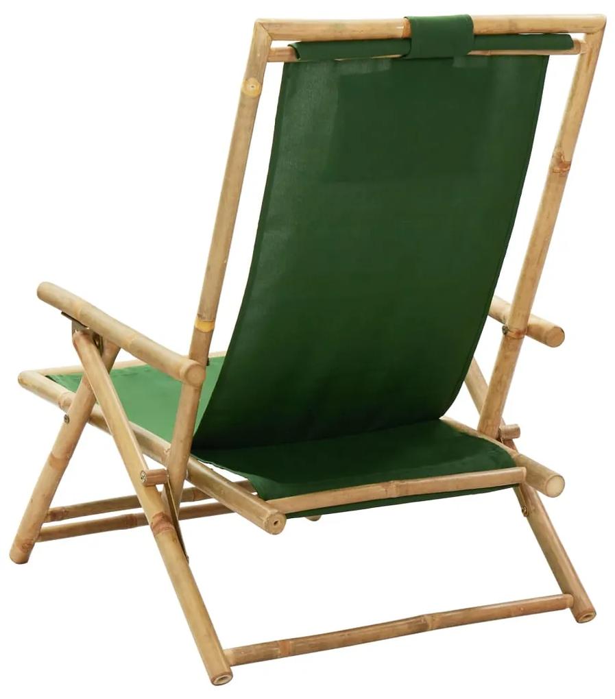 Scaun rabatabil de relaxare, verde, bambus  tesatura 1, Verde