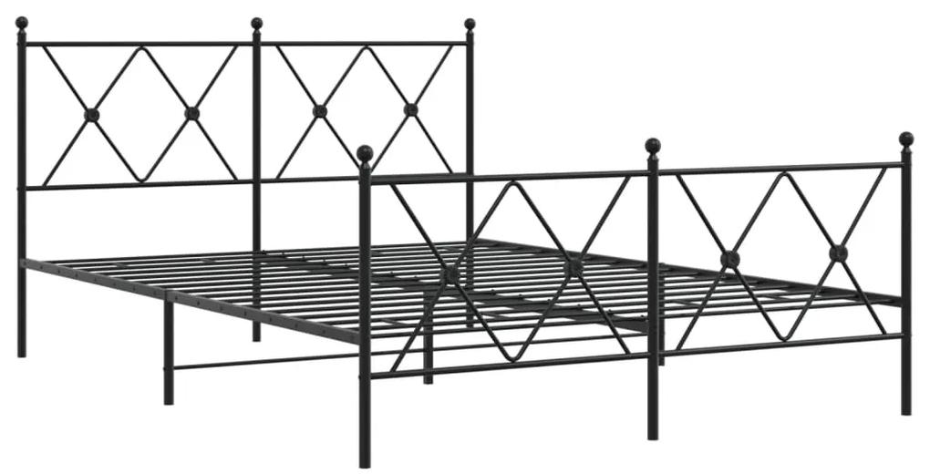 376521 vidaXL Cadru pat metalic cu tăblie de cap/picioare, negru, 140x200 cm