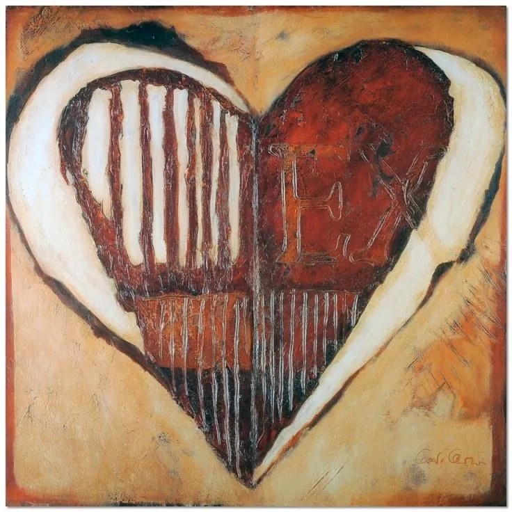 CARO Tablou pe pânză - Abstraction - Heart 90x90 cm