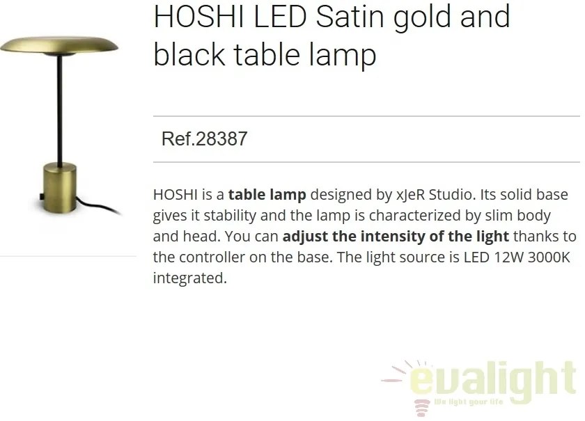 Veioza LED design deosebit HOSHI aurie/negru 28387