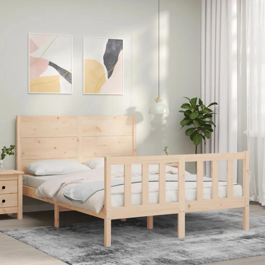 3192731 vidaXL Cadru de pat cu tăblie, 140x190 cm, lemn masiv