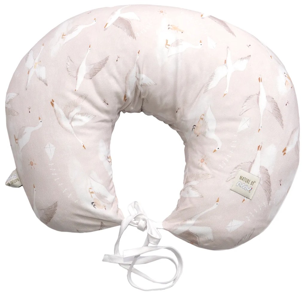 Perna pentru gravide si alaptare, husa detasabila din bumbac 100% si umplutura antialergica BabySoft  , Gasca Bej, Amy